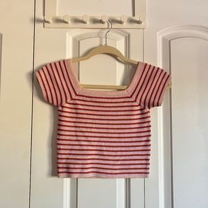 ribbed striped square neck
